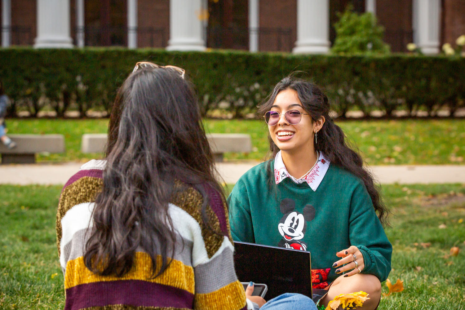 two students talking