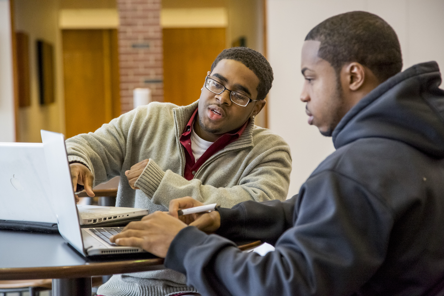 students studying together in classroom