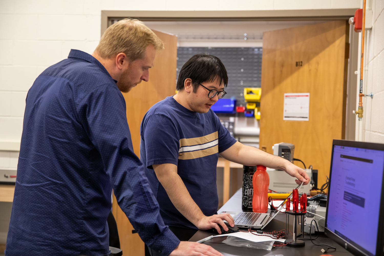 two students in lab