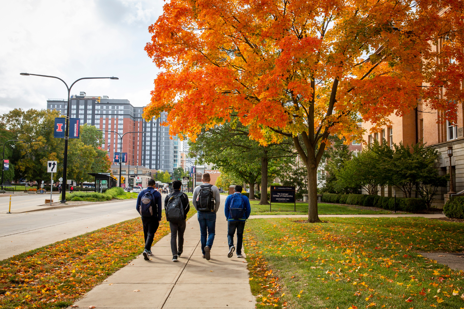 students walking on campus