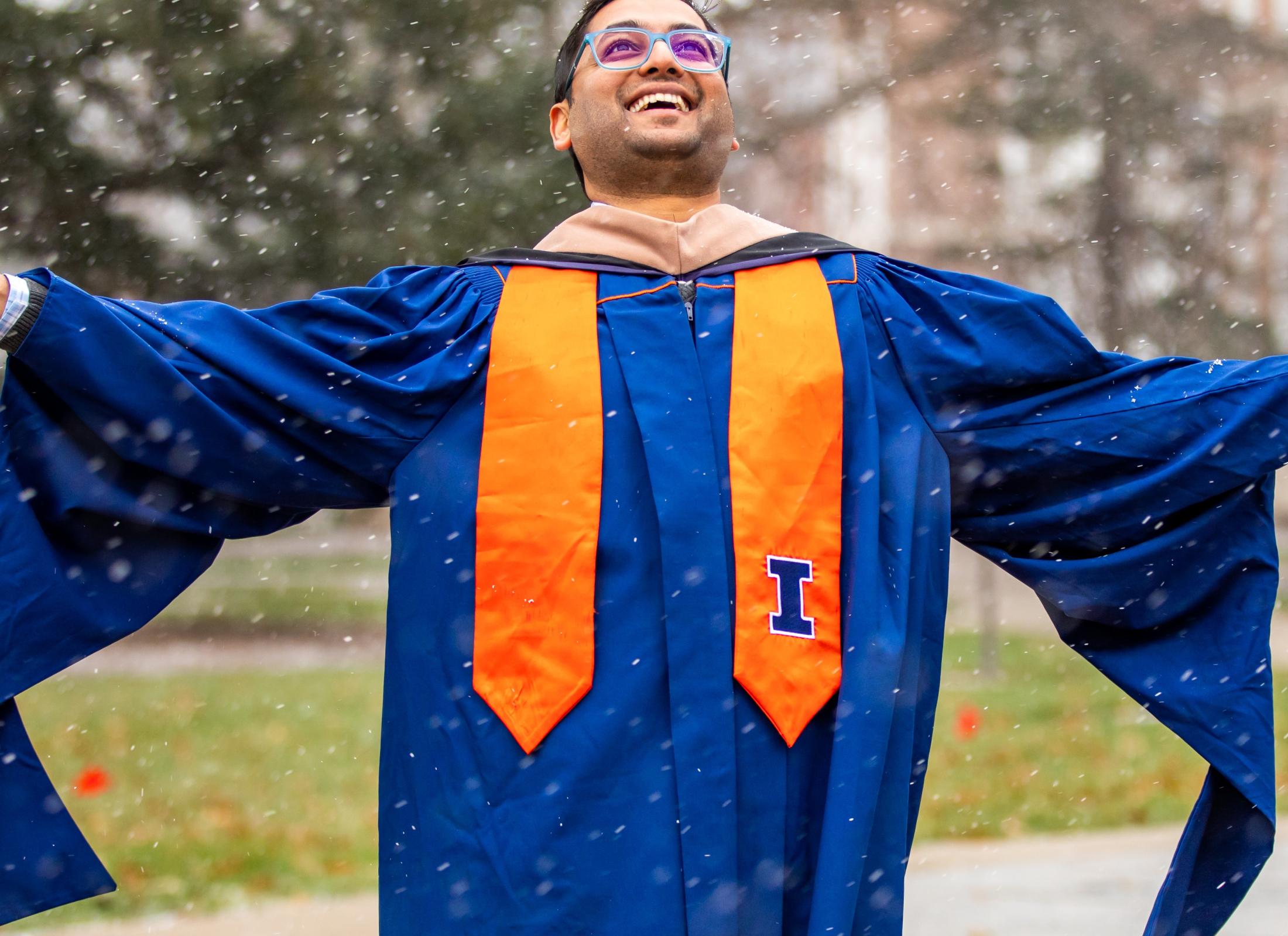 student in graduation gown